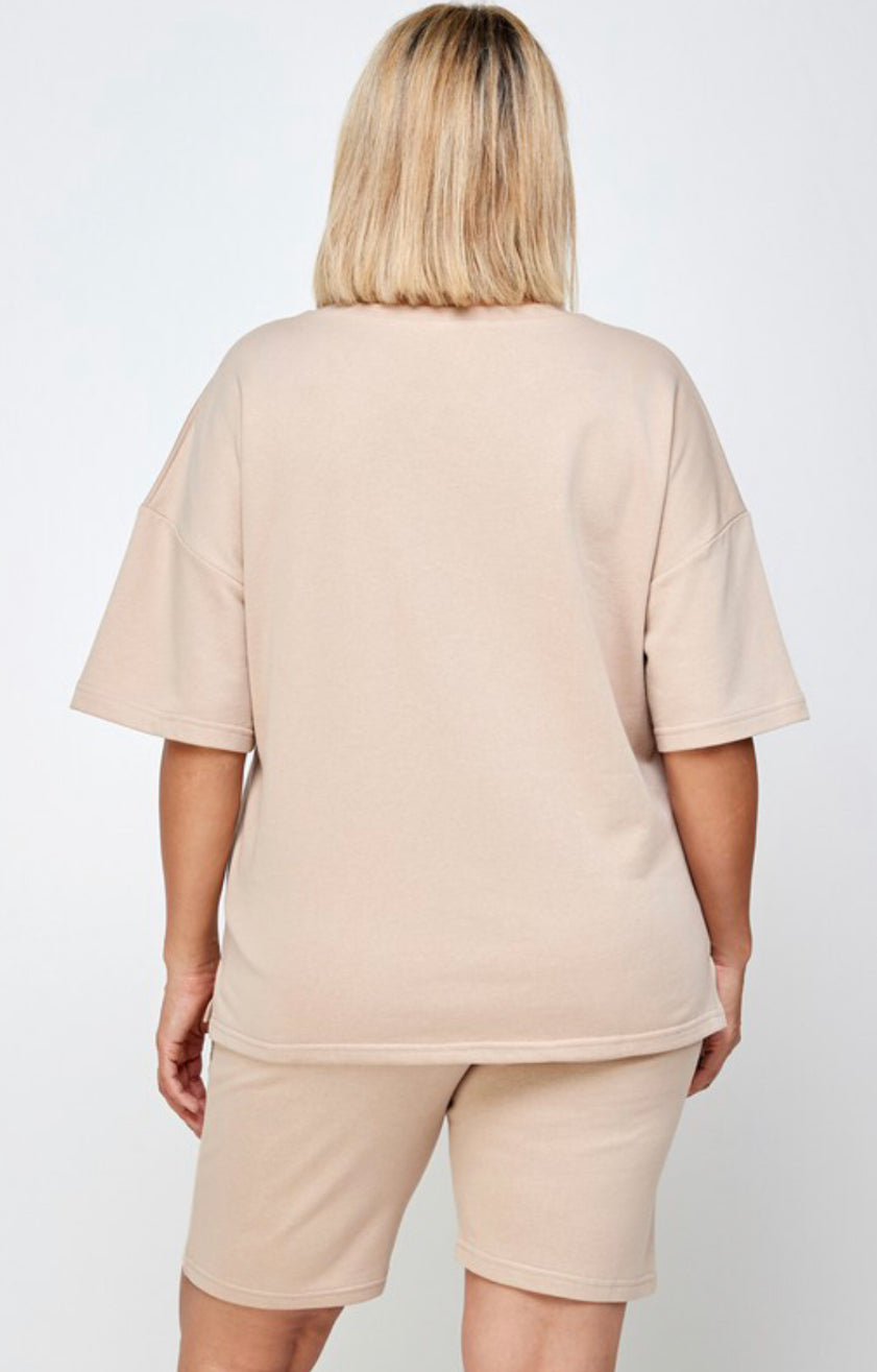 PLUS - Loose fit oversized plain top (Tan)